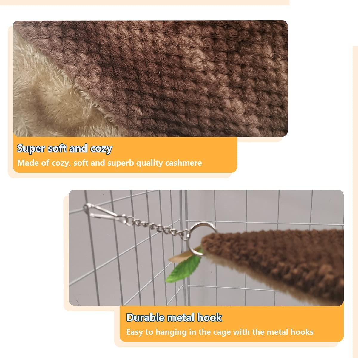 Leftstarer Pet Hammock and Tunnel Set, Soft Cashmere for Small Pets, Suitable for Guinea Pigs, Rats, Ferrets, Hamsters, etc., 22.1x9.1in