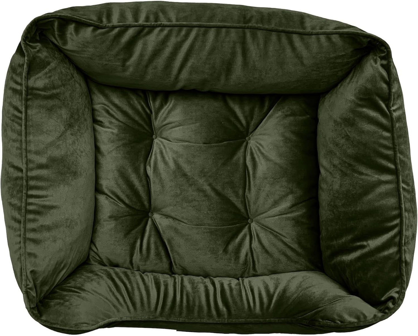 Modern Threads Luxury Dog Bed - Comfortable Tufted Velvet Cushion for Small to Large Dogs - Machine Washable - Durable & Cute Sleep Space for Pets - Pamper Your Pet with Cozy Beds - Forest Green
