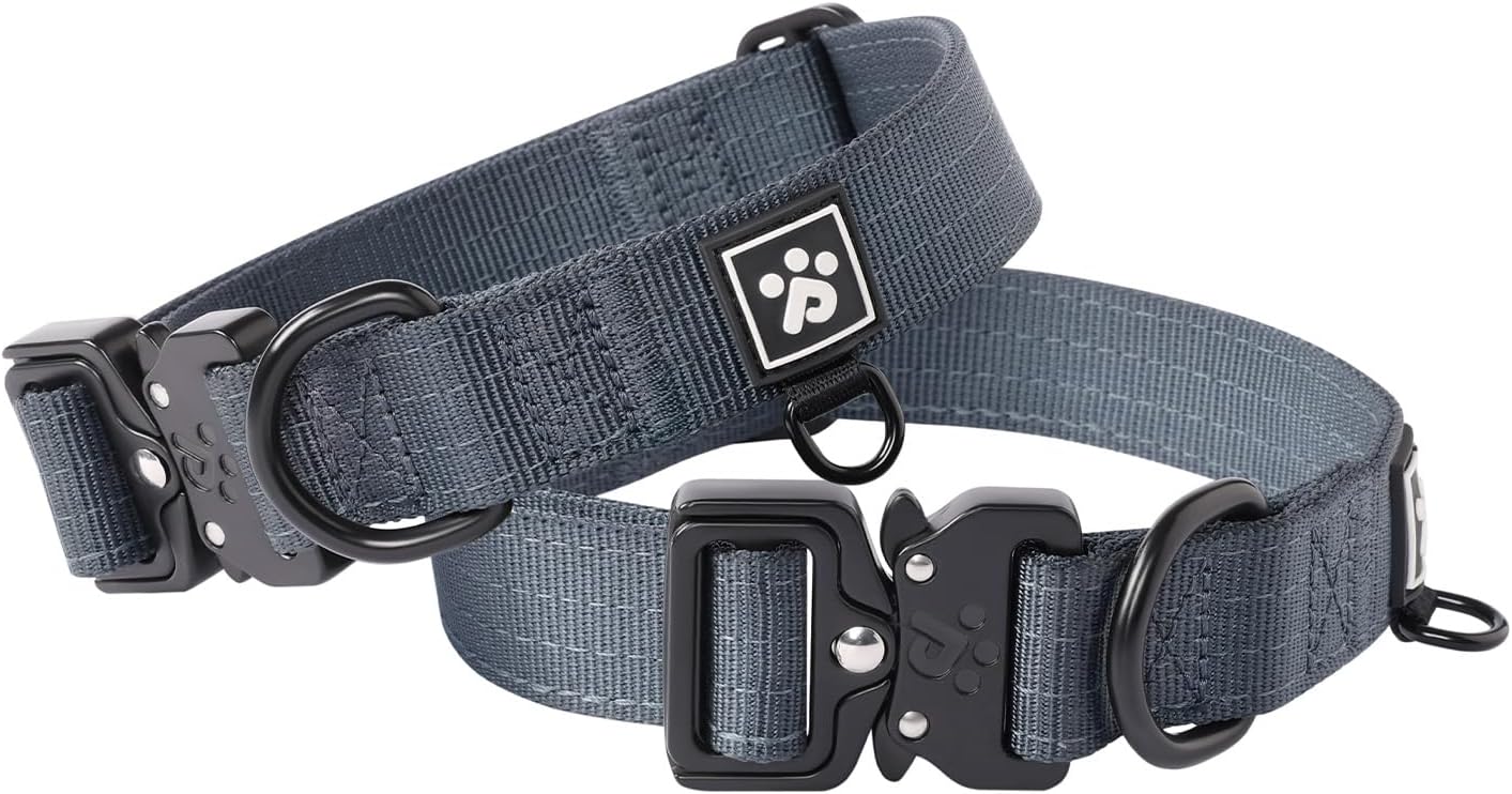 CLEPAWS Reflective Dog Collars for X-Large Dogs, Heavy Duty Tactical Dog Collar with Metal Buckle, Durable Pet Collar Quick Release, Reinforced Nylon No Pull Dog Collar (Nightfall, XL)