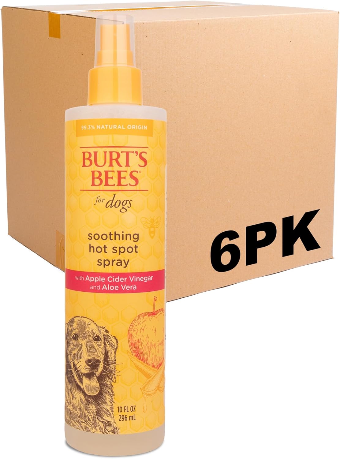 Burt's Bees for Pets Hot Spot Spray with Apple Cider Vinegar and Aloe Vera, 6pk, 95% Natural Origin Formulas, Dog Spray for Itchy Dogs, Dog Spray Itchy Skin Relief, 6pk 10oz