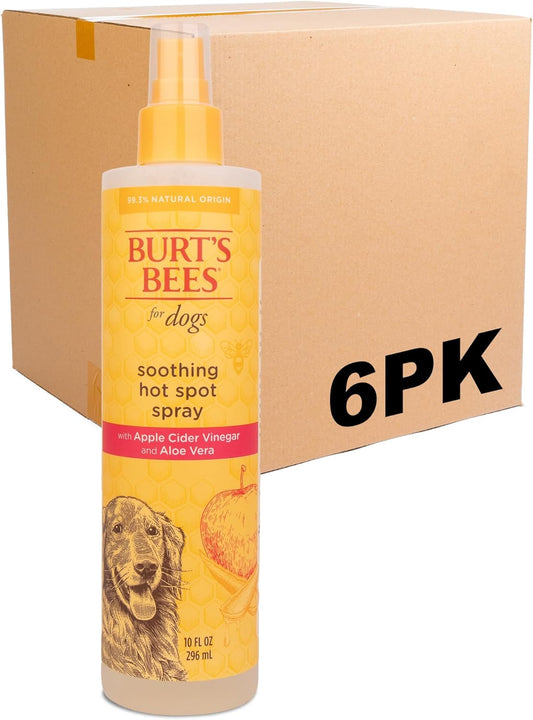 Burt's Bees for Pets Hot Spot Spray with Apple Cider Vinegar and Aloe Vera, 6pk, 95% Natural Origin Formulas, Dog Spray for Itchy Dogs, Dog Spray Itchy Skin Relief, 6pk 10oz