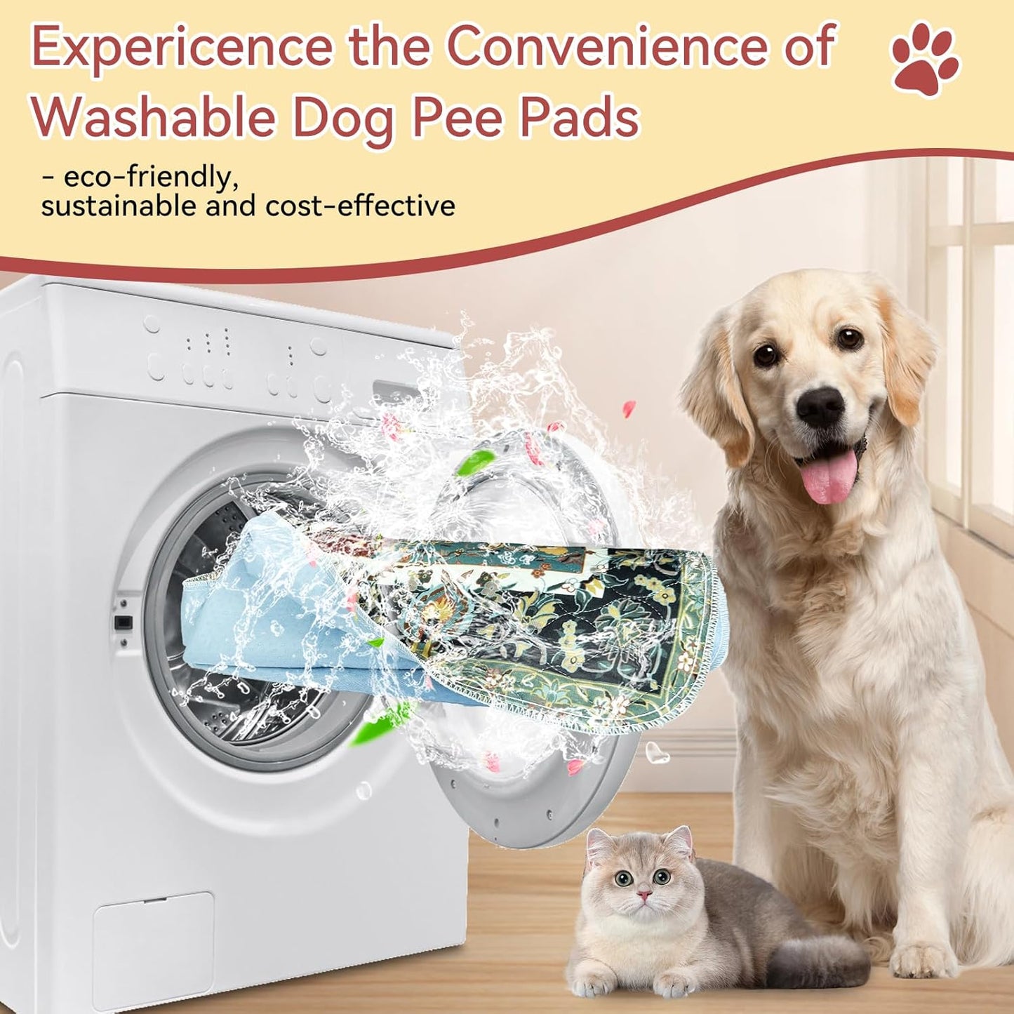 Pee Pads for Dogs Washable, 2 Pack 18'' x24'' Waterproof Non-Slip Puppy Pad with Fast Absorbent, Reusable Rug for Training Travel Whelping Housebreaking Incontinence Crate