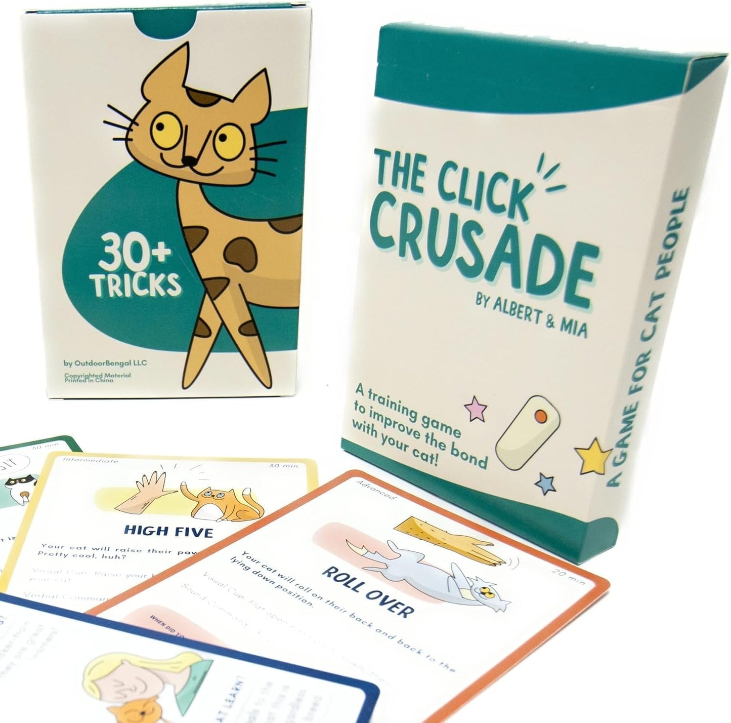 OutdoorBengal The Click Crusade Cat Clicker Training Card Game for Pet Training with Clicker - Train Cats to do Tricks, Improve Communication and Bond with Your Cat (Clicker Trainer not Included)