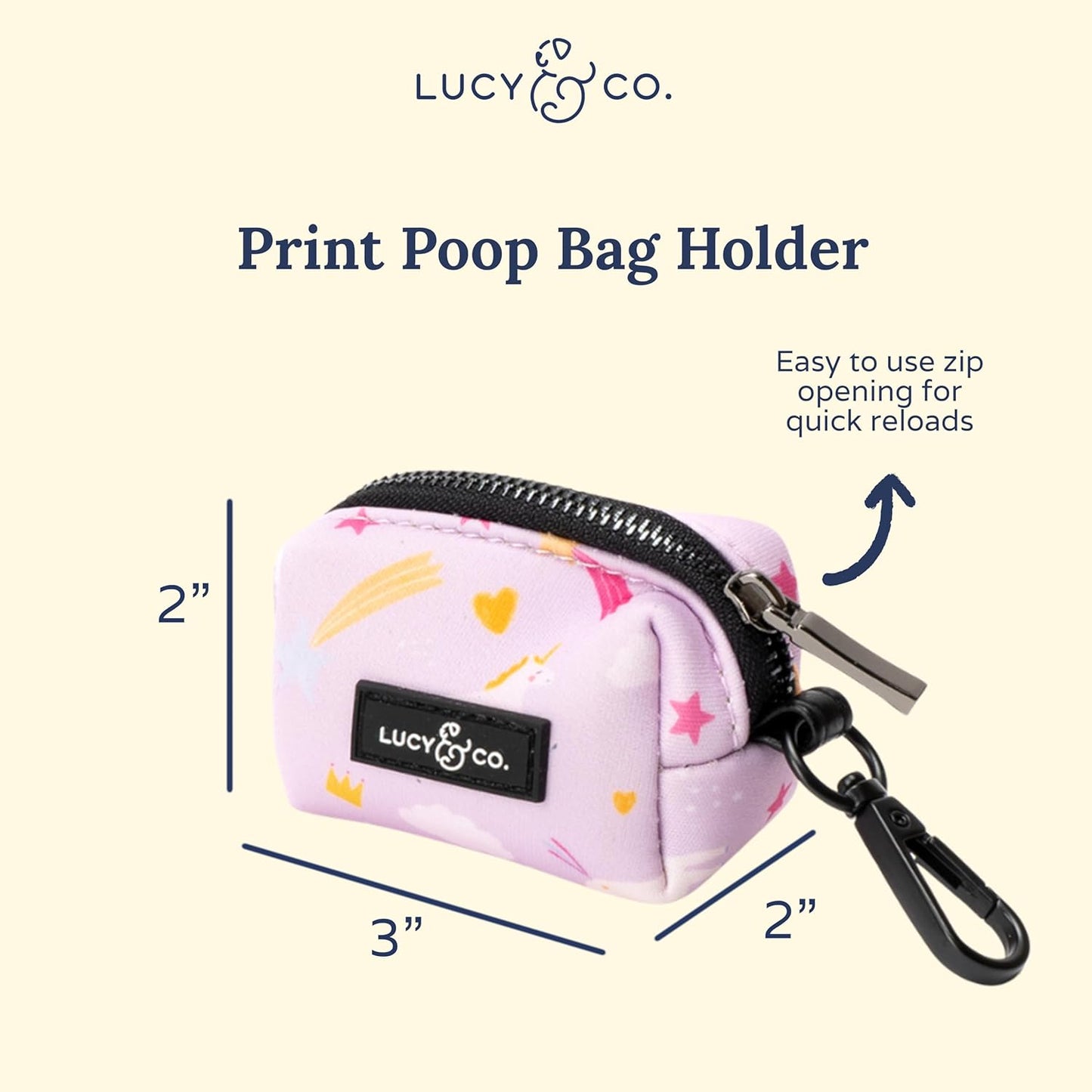 Lucy & Co. Unicorn Magic Dog Poop Bag Holder - Leak Proof Dispenser - Hygienic Pet Poop Pickup (Purple & Pink Unicorns)