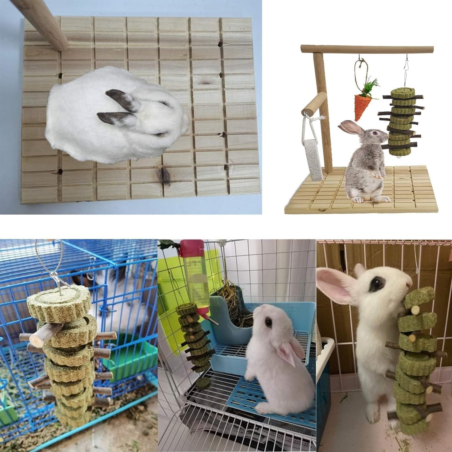 Hamiledyi Bunny Scratching Board Chew Toys, Wood Rabbit Toys for Indoor Bunnies Boredom Bunny Enrichment for Chinchilla Guinea Pigs Hedgehog