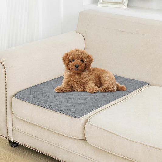 Dog Bed Cover for Pets - Blankets Rug Pads for Couch Protection Waterproof Bed Covers Dog Blanket Furniture Protector Reusable Changing Pad (Dark Grey+Beige, 20"x30")