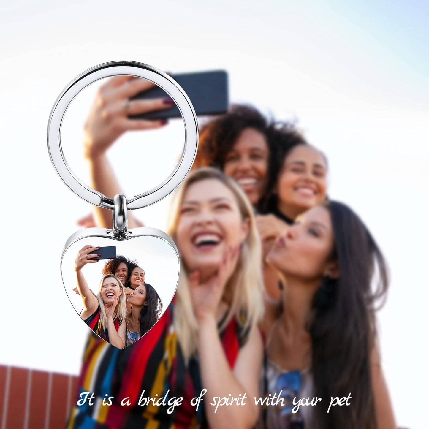 Personalized Cremation Urn Keychain for Pet Human Ashes Custom Photo/Name/Date Dog Cat Paw Print Pendant Stainless Steel Keyring Memorial Keepsake Keychain for Women Men (Style C1)