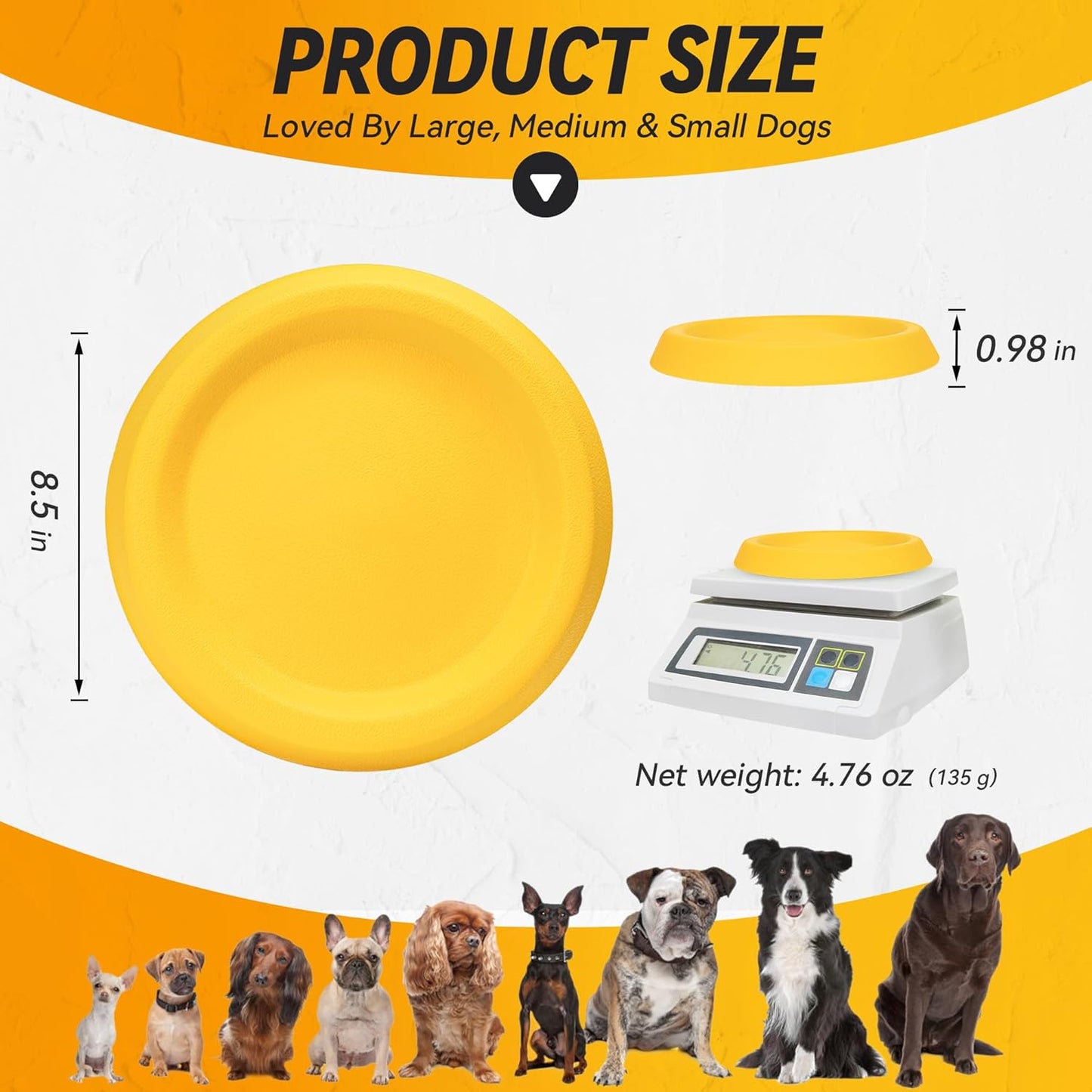 Dog Discs Toy, Durable Flying Discs for Throwing Catching, Durable for Aggressive Chewers, Water Floating Dog Toys, Swimming Training, Medium Large Breeds, Yellow