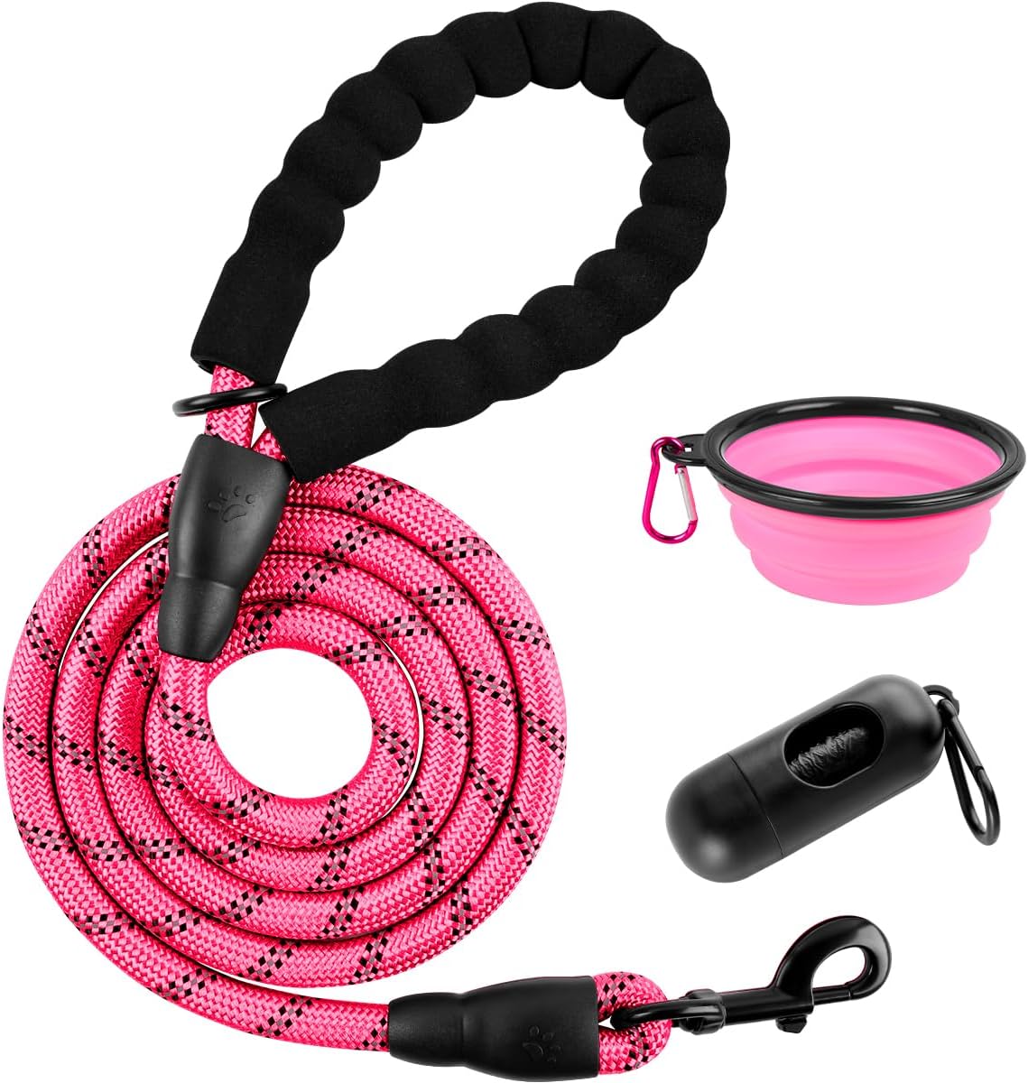 BARKBAY Dog Leashes for Large Dogs Heavy Duty Dog Leash 4/5/6 FT with Comfortable Padded Handle and Highly Reflective Threads for Medium Large Dogs Walking Training Running (6FT-1/2'',Pink)