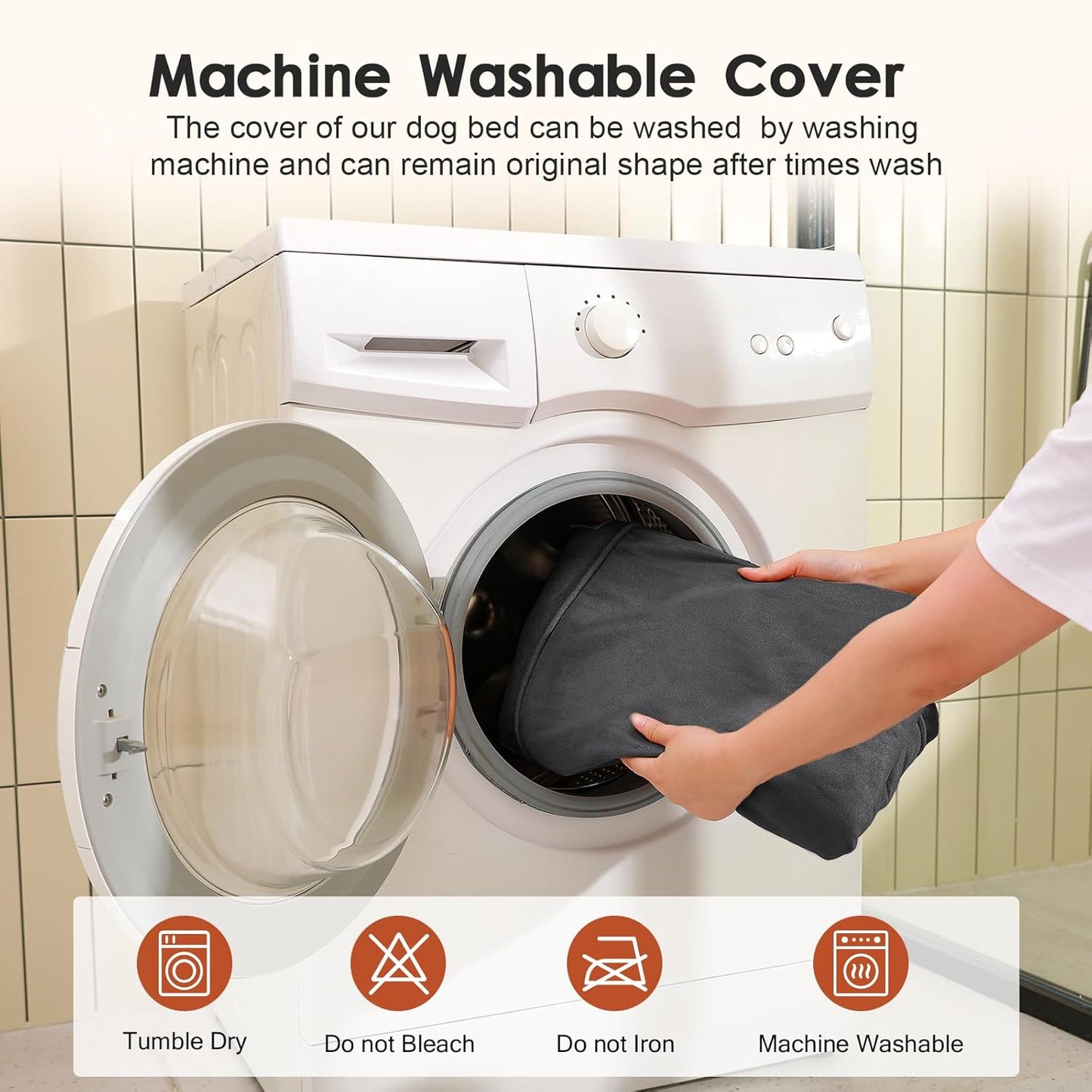 Orthopedic Dog Beds Large Sized Dog, Memory Foam Pet Bed for Medium and Large Dogs, Removable and Washable Microsuede Cover, TPU Waterproof Liner, Nonskid Bottom, 41x27x6 Inches, Dark Grey