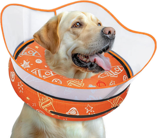Elevated Inflatable Dog Cone Collar to Stop Licking, Dog Donut Collar After Surgery, Soft Dog Cone Alternative for Small Medium Large Dogs