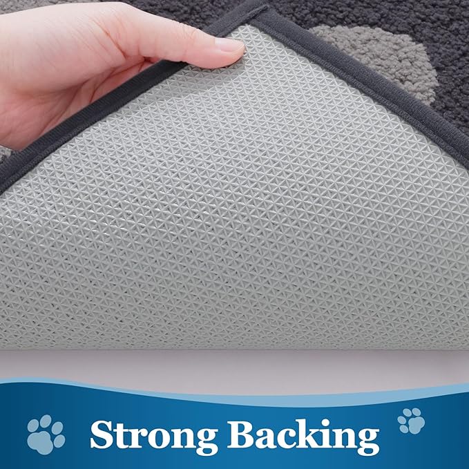 Buganda Dog Door Mat for Muddy Paws, Absorbent Dirt Trapper Washable Indoor Doormats, Non Slip Low-Profile Mud Mat for Dogs, Front Entrance Doormat for Inside Floor (30x20 Inches, Dark Grey)