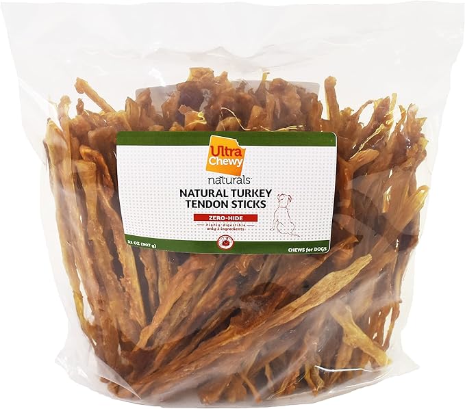 Ultra Chewy Turkey Tendon Sticks for Dogs - Premium All-Natural, Hypoallergenic, Long-Lasting Dog Chew Treat, Easy to Digest, Ingredient Sourced from USA (2 Lbs Pack)