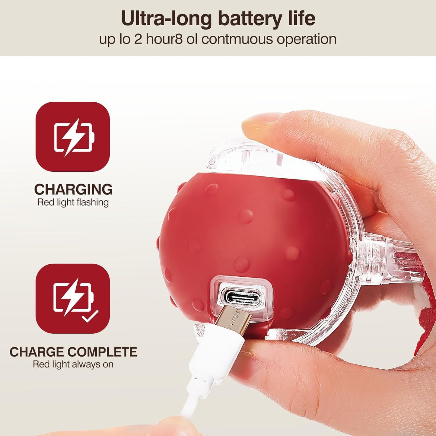 Electric Interactive Cat Toy Ball - Automatic Rolling Silicone Cat Toys for Indoor Cats, Durable Chew-Proof Motorized Kitty Ball with LED Light, Fun Exercise Toys for Bored Kittens（red）