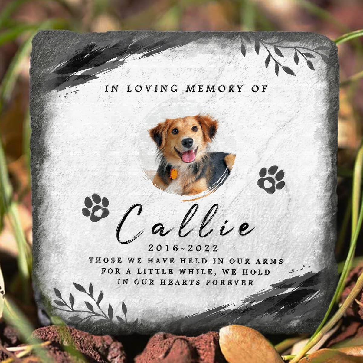 Pet Memorial Gifts - Personalized Dog, Cat Memorial Stones - Bereavement Gifts for Loss of Pet - Garden Marker - Square Shaped Memorial Plaque - Pet Remembrance Gift Dog