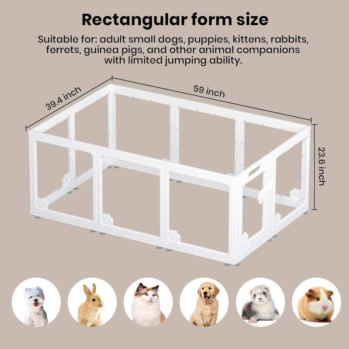 Expandable 10PCS Dog Playpen for Indoors, Modular Puppy Play Pen with Lockable Door, Chew-Proof Transparent Panels & Waterproof Base. Perfect for Small Animals, Puppy Training or Multi-Pet Homes