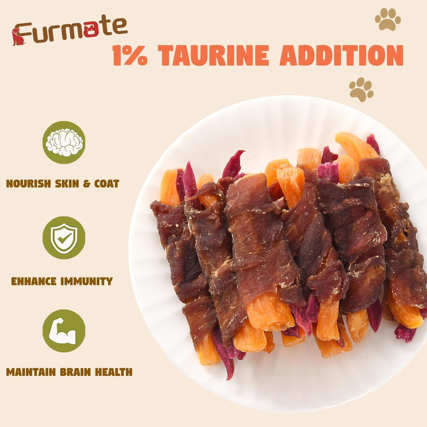 Dog Jerky Treats Duck Wrapped Orange Purple Sweet Potato, Healthy Dog Snacks High Protein Low Fat, Soft Chews Eliminates Tears, Training Rewards Treats for Small Medium Large Breeds,10.58 oz