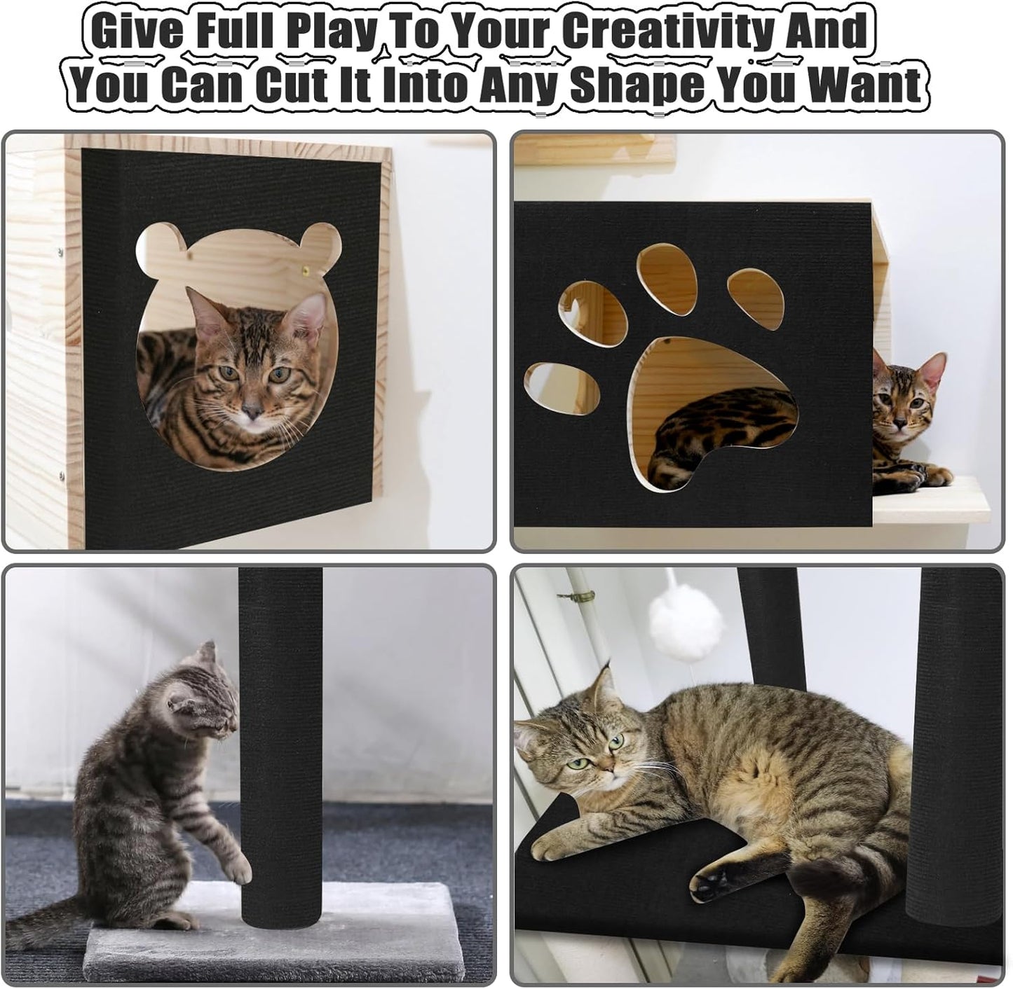 Large 118.1"x15.8" Cat Scratching Mat - Carpet with Self-Adhesive Trimmable-Adhesive Carpet, Cat Scratch Furniture Protector Replacement for Cat Tree Shelf Shelves Couch Furniture DIY Protector