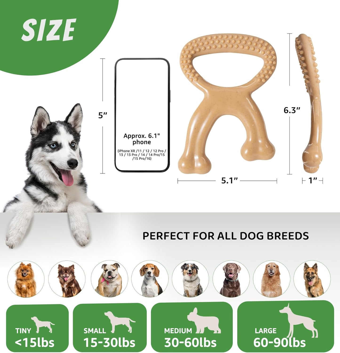 Durable Dog Chew Toy for Aggressive Chewers, Indestructible Nylon Bone Dental Care Teeth Cleaning Chew Toy for Small, Medium and Large Dogs, Keep Them Busy, Irresistible Beef Flavor (Brown)