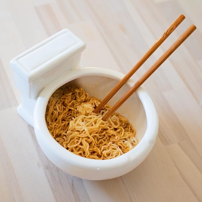 Toilet Shaped Bowl for snacks, pet food dish, cereal, water, ramen - 7 inches