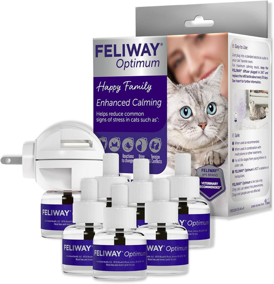 FELIWAY Optimum Cat, Enhanced Calming Pheromone Diffuser: 1 Diffuser Kit & 6 Refills