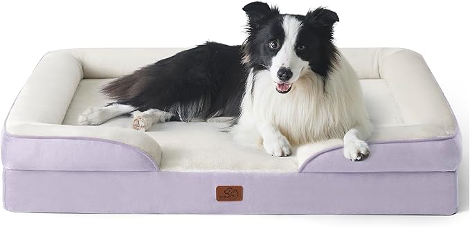 Bedsure Orthopedic Dog Beds Large Sized Dog - Washable Large Dog Cat Bed Waterproof, Comfort Dogs Couch Sofa with Washable Removable Cover, Pet Bed with Nonskid Bottom, Lavender, 35"