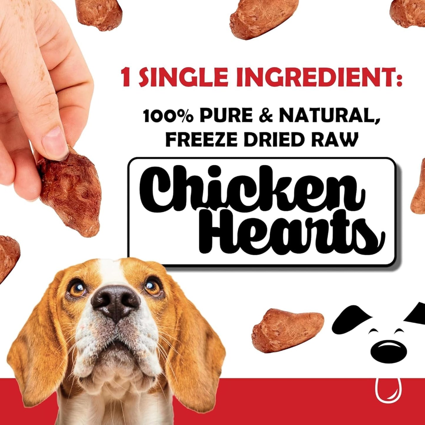 Freeze Dried Chicken Hearts for Dogs – Single Ingredient, High Protein, No Additives, Natural & Grain-Free Raw Dog Treats Natural – Ideal for Treats, Training & Rewarding – 3.75oz Bag