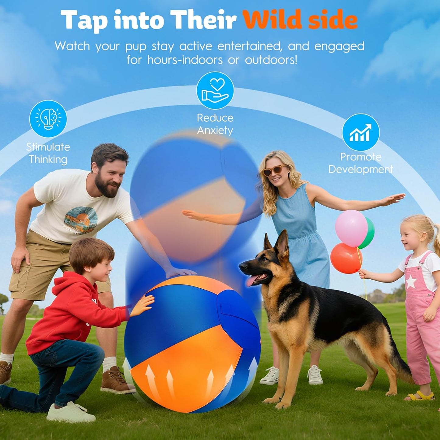 Herding Ball for Dogs-25 Jolly Ball for Dogs, Herding for Australian/German Shepherd, Collies, and All Herding Breeds, Improved Bite-Resistant, Reinforced Sewing Dog Toys-Orange/Large