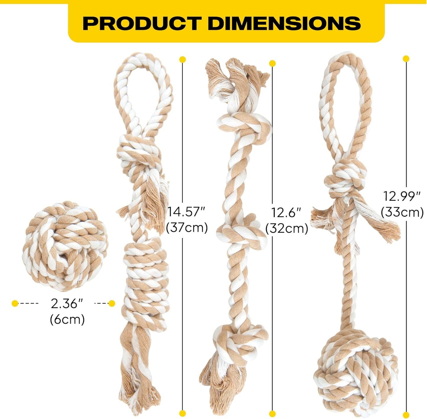 Fida Dog Rope Toys 4 Pack, Puppy Teething Sturdy Cotton Chew Tug Ropes Indoor/Outdoor, Exercise Interactive Tug O'War Toys Set for Boredom Small-Meidum Dogs