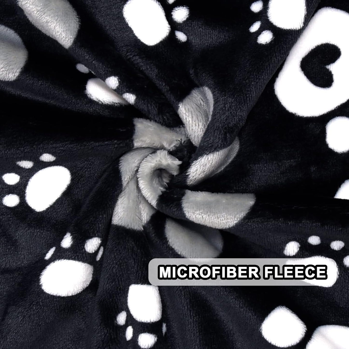 Dog Blanket, Soft Fleece Dog Blankets for Large Dogs, Fluffy Flannel Pet Cat Puppy Blanket Mat Cover for Bed Couch, Cute Paw Print Throw Blanket for Dogs, Black 50"X40"