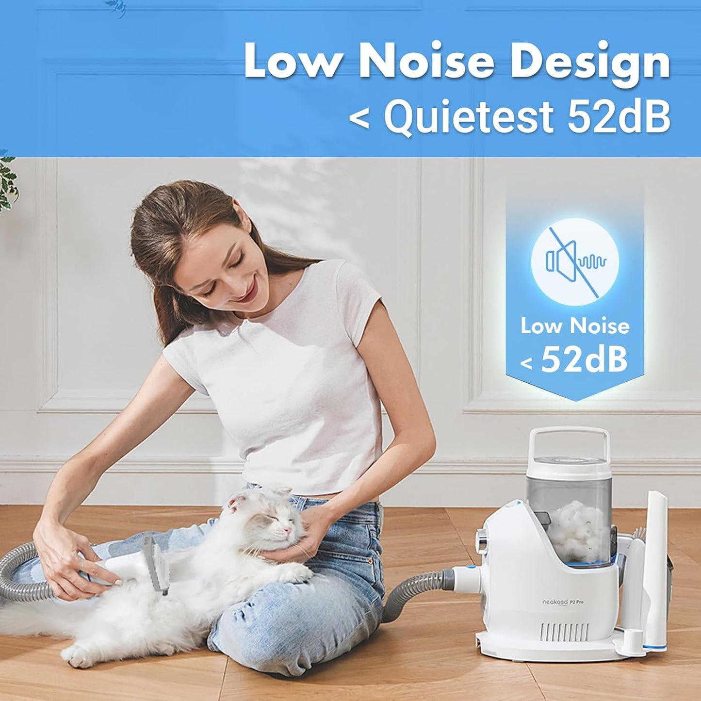 Neakasa P2 Pro Dog Cat Grooming Brush, Strong Vacuum Suction, 2L Large Capacity, Clippers Professional, Dog Grooming Kit for Thick Short Long Hair, Silent