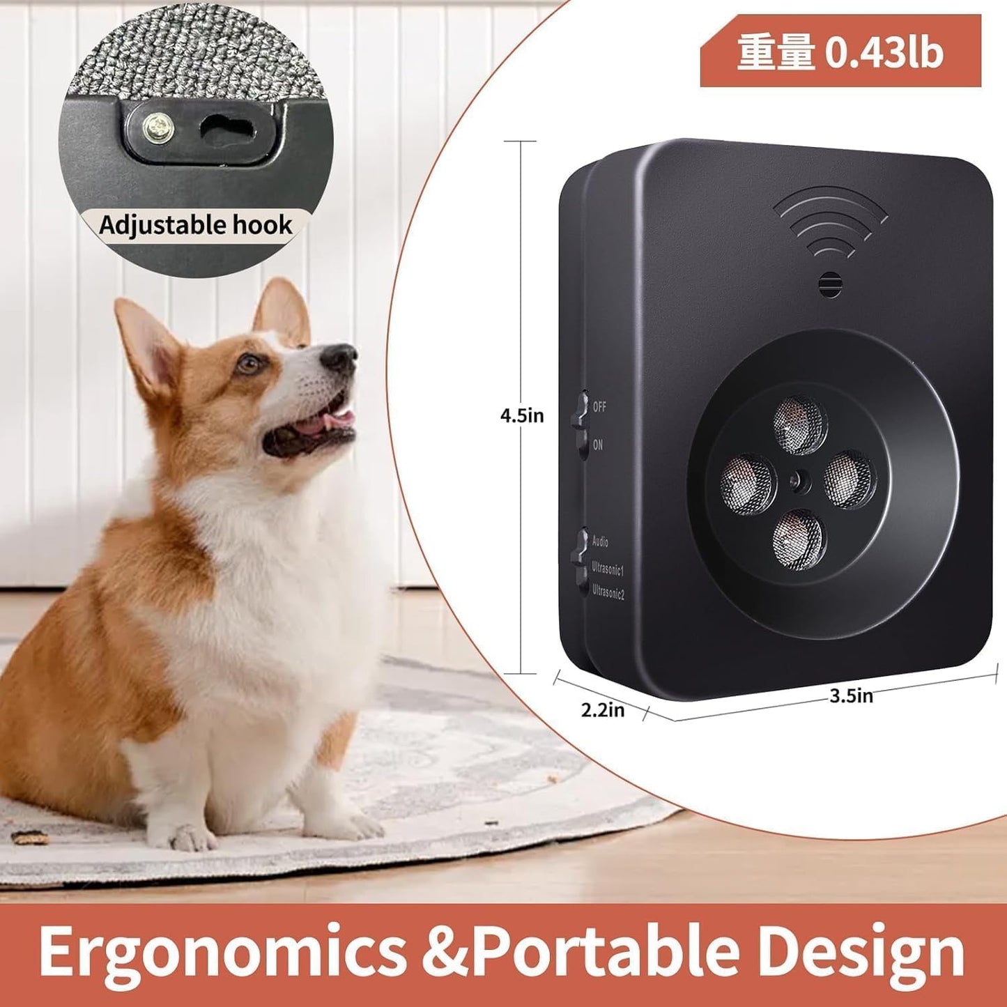 Anti Barking Device, Ultrasonic Dog Bark Deterrent Devices, 3 Modes Rechargeable Dog Barking Control Devices, Bark Silencer, Up to 50 FT Indoor Outdoor Use, Pet and Human Friendly