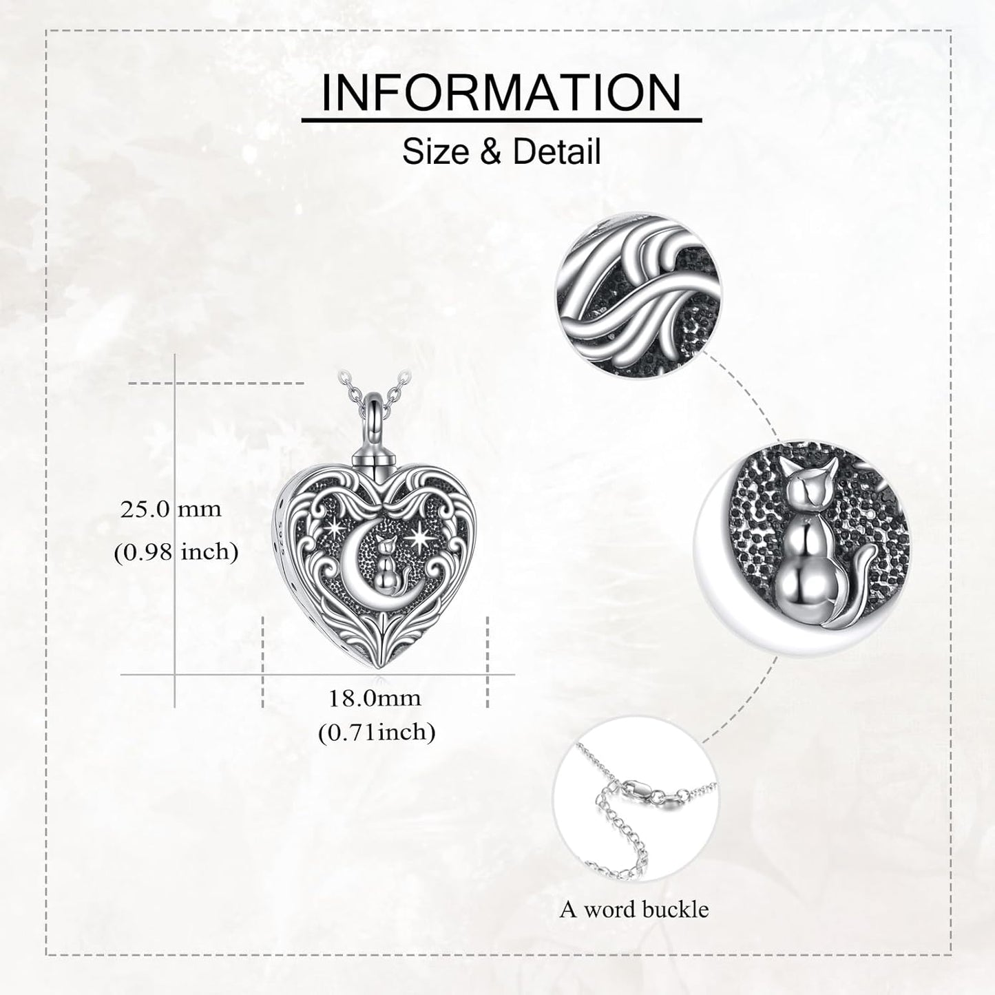 Urn Necklace for Ashes 925 Sterling Silver Cat/Fox/Dog/Opal/Guitar Pet Cremation Memorial Keepsake Jewelry for Ashes for Women