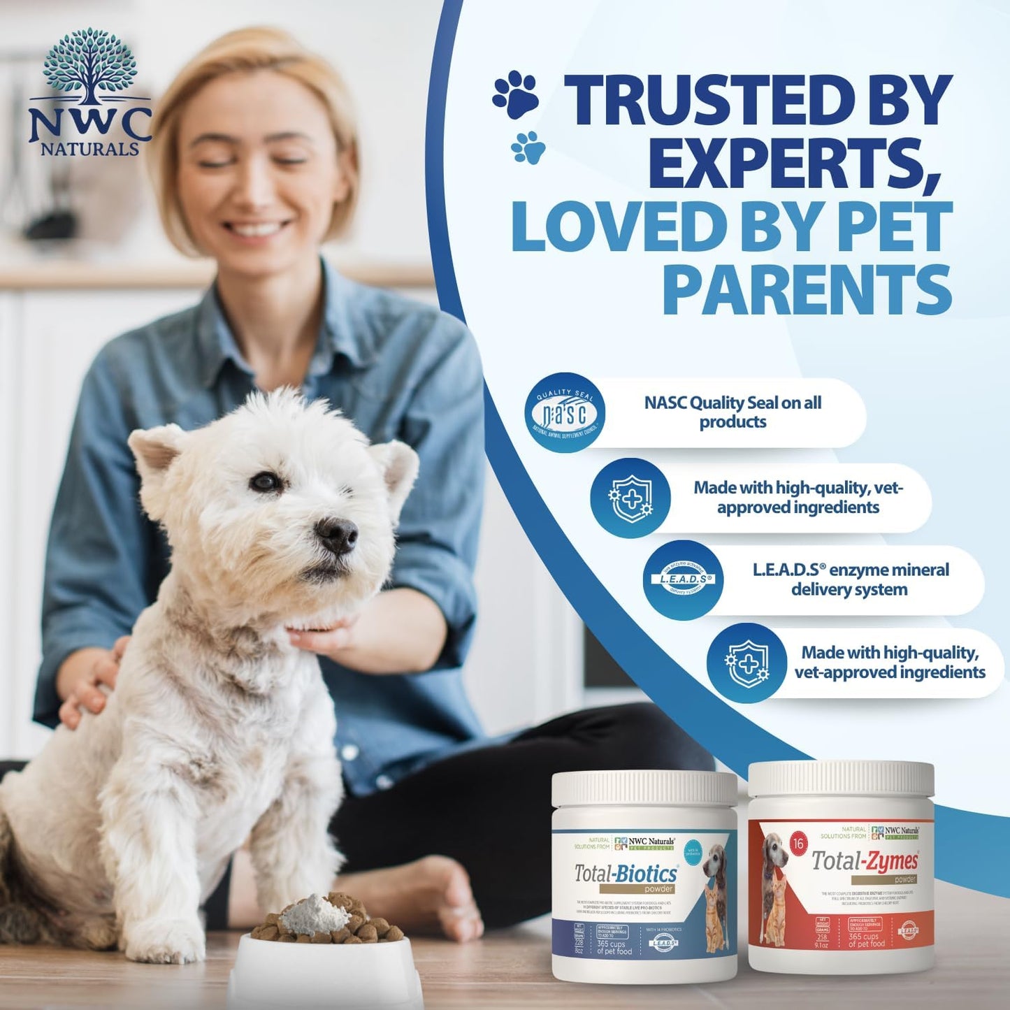 NWC Naturals Twin Pack - Probiotics and Digestive Enzymes for dogs and cats one Total-Zymes and one Total-Biotics 8-Ounce