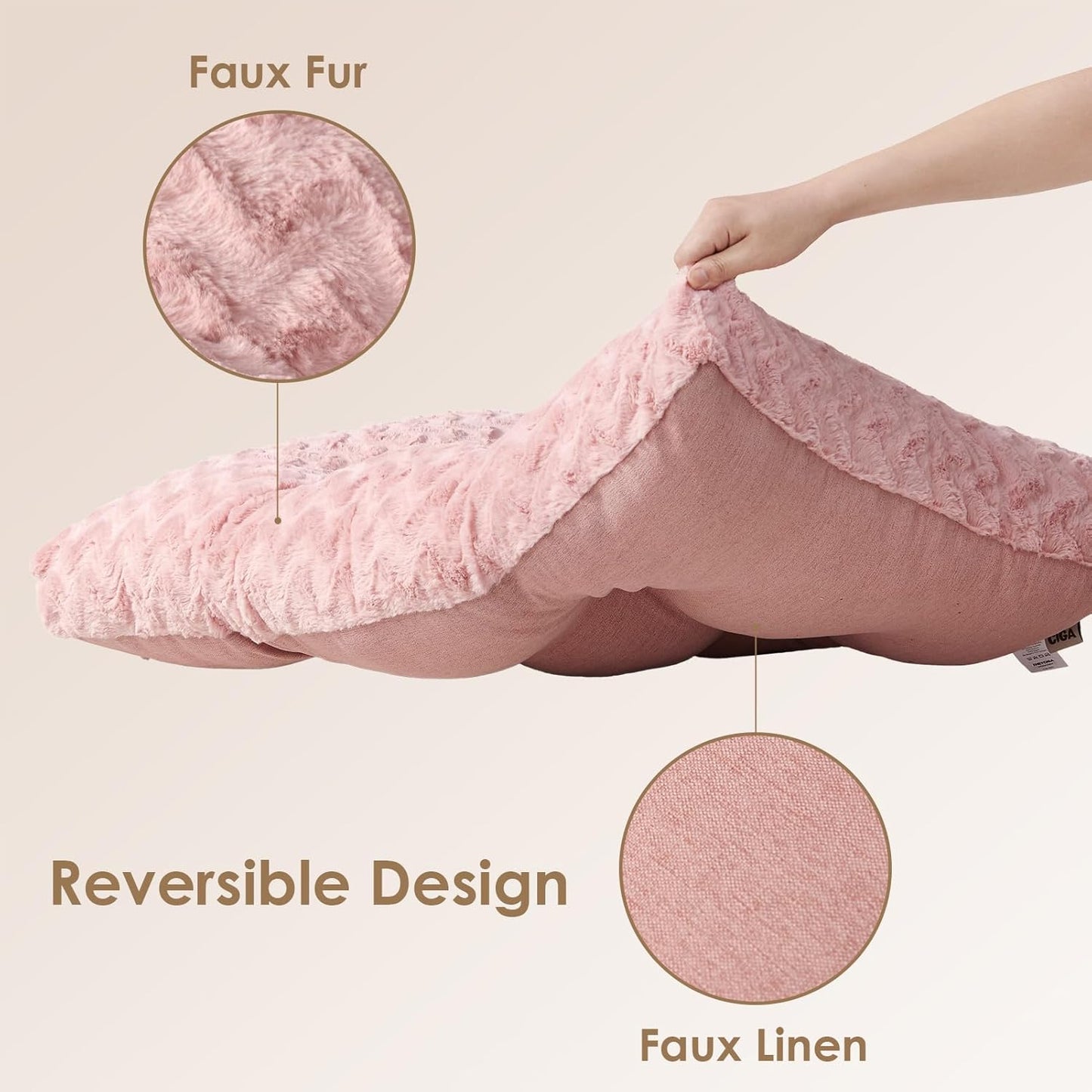 EHEYCIGA Reversible Dog Crate Bed Washable, Comfort Fluffy Plush Dog Kennel Pad for Gaint Dogs, Deluxe Machine Washable XXL Pet Sleeping Mats, 47" x 29"x 4", Pink