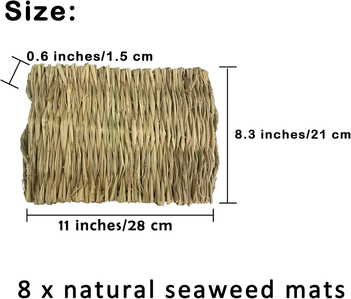 8 PCS Rabbit Grass Mat,Natural Bunny Grass Mat Woven,Pet Bed Nest Mats Rabbits Chew Toys for Hamsters Parrot Rabbits Hedgehog Guinea Pig Chick and Other Small Animals Hay Mat Sleeping(8 PCS)