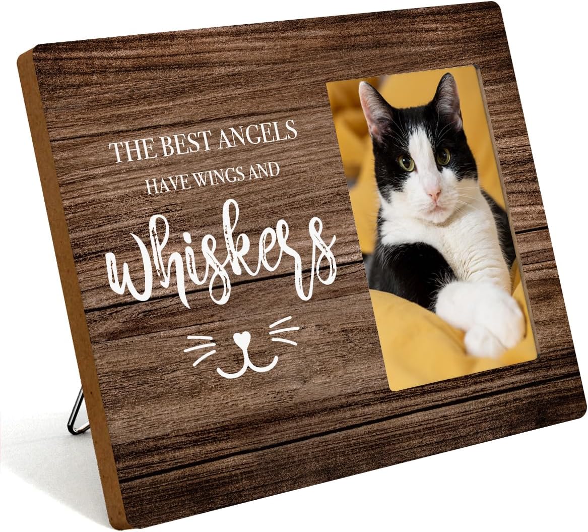 Pet Memorial Gifts for Cats, Cat Memorial Gifts for Loss Of Cat, Pet Loss Sympathy Gift Picture Frame, Pet Loss Gifts, Pet Remembrance Gift Cat Memorial Photo Frame for Desk Shelf Table Room Decor