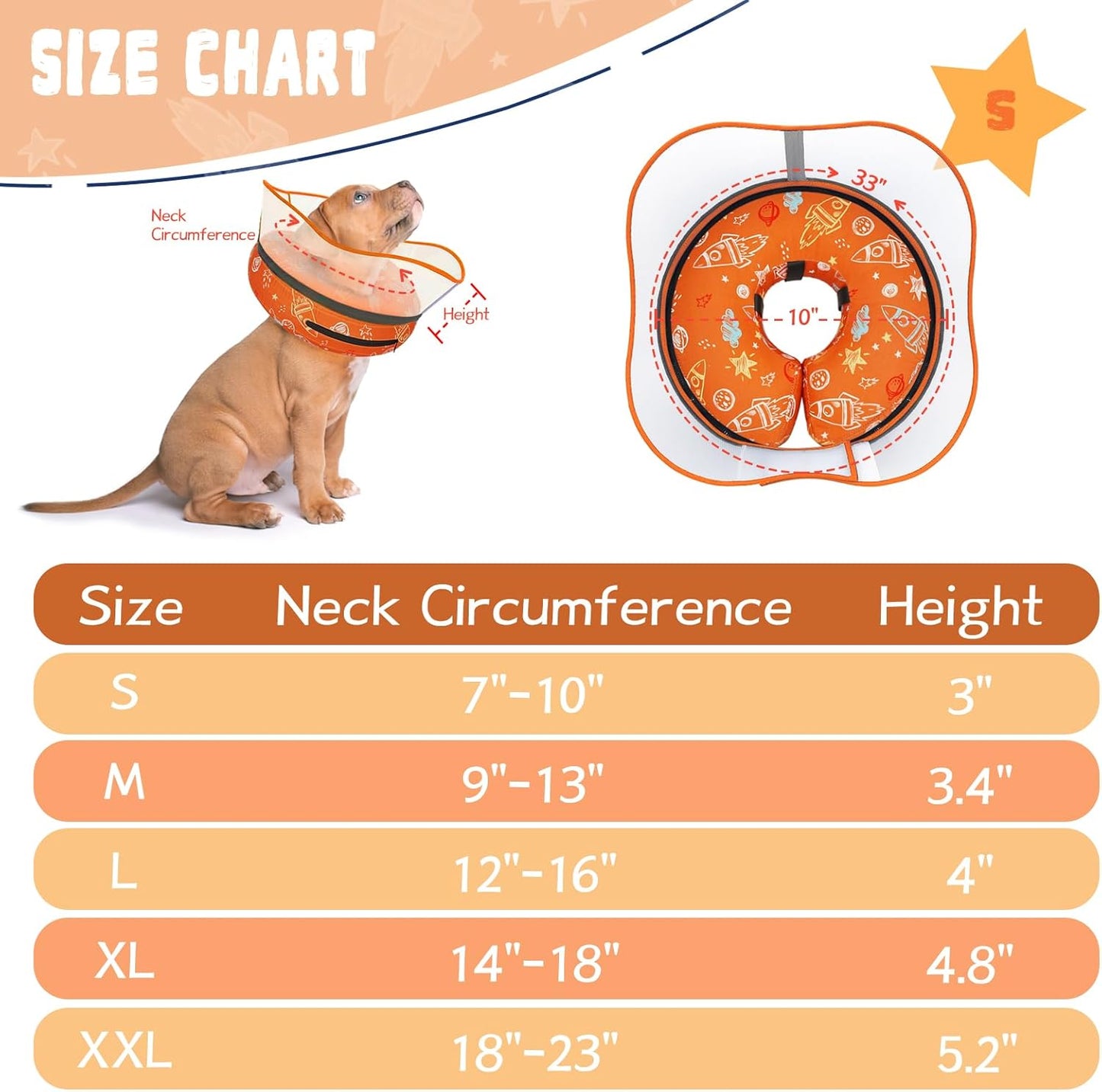 Elevated Inflatable Dog Cone Collar to Stop Licking, Dog Donut Collar After Surgery, Soft Pet Cone Alternative for Small Medium Large Dogs