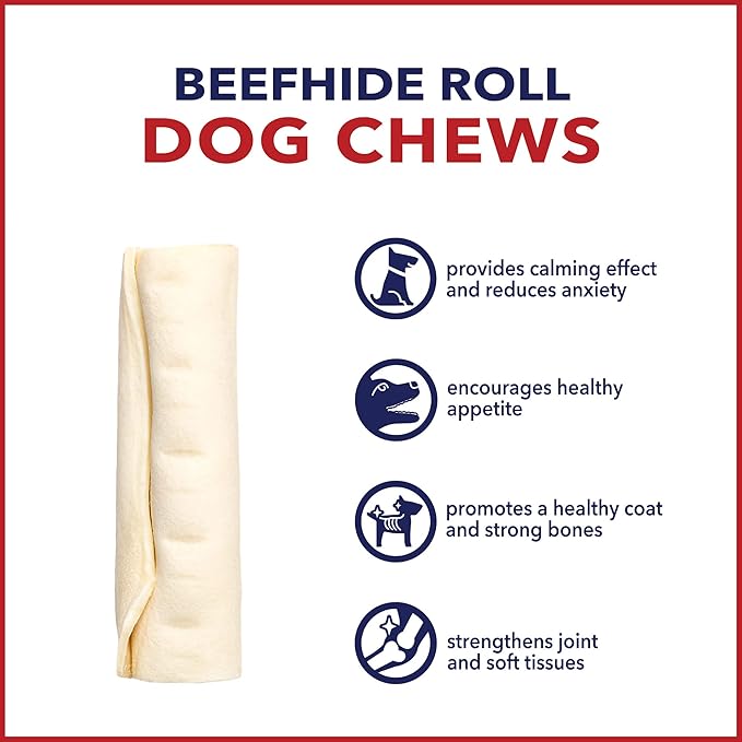 Pet Factory American Beefhide 4-4.5" Rolls Dog Chew Treats - Natural Flavor, 22 Count/1 Pack