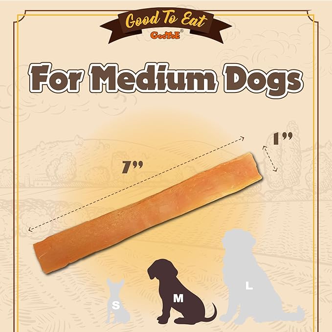 Gootoe Turkey Tendon Dog Treats, Sliced (M) 3oz, USA-Sourced Turkey Tendon, Natural Snack, Premium Puppy Chews, Hypoallergenic, Rawhide Free, Reseal Value Bags, Size for Medium Dogs