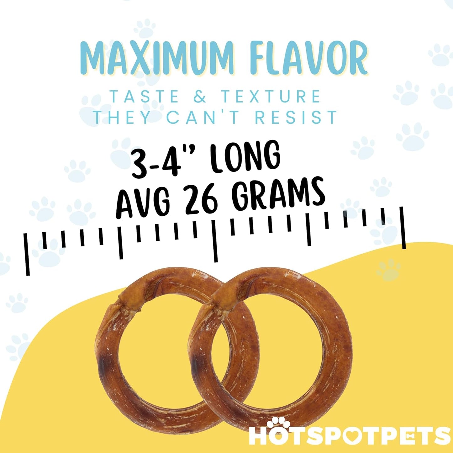 hotspot pets Bully Stick Rings for Dogs - (20 Pack) 4" Premium All Natural Long Twisted Beef Pizzle Dog Chew Treats, Low Odor- Grain Free Fully Digestible Rawhide Alternative -Thick Chew Circles