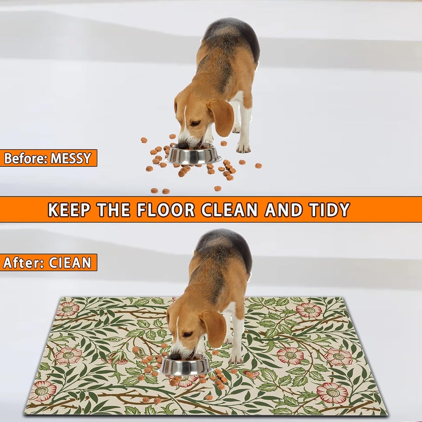 Pet Feeding Mat for Dogs and Cats - Super Absorbent Anti-Slip Bowl Pad, Eco-Friendly Washable Mat to Prevent Spills and Mess Thicket Mat 12"x20"