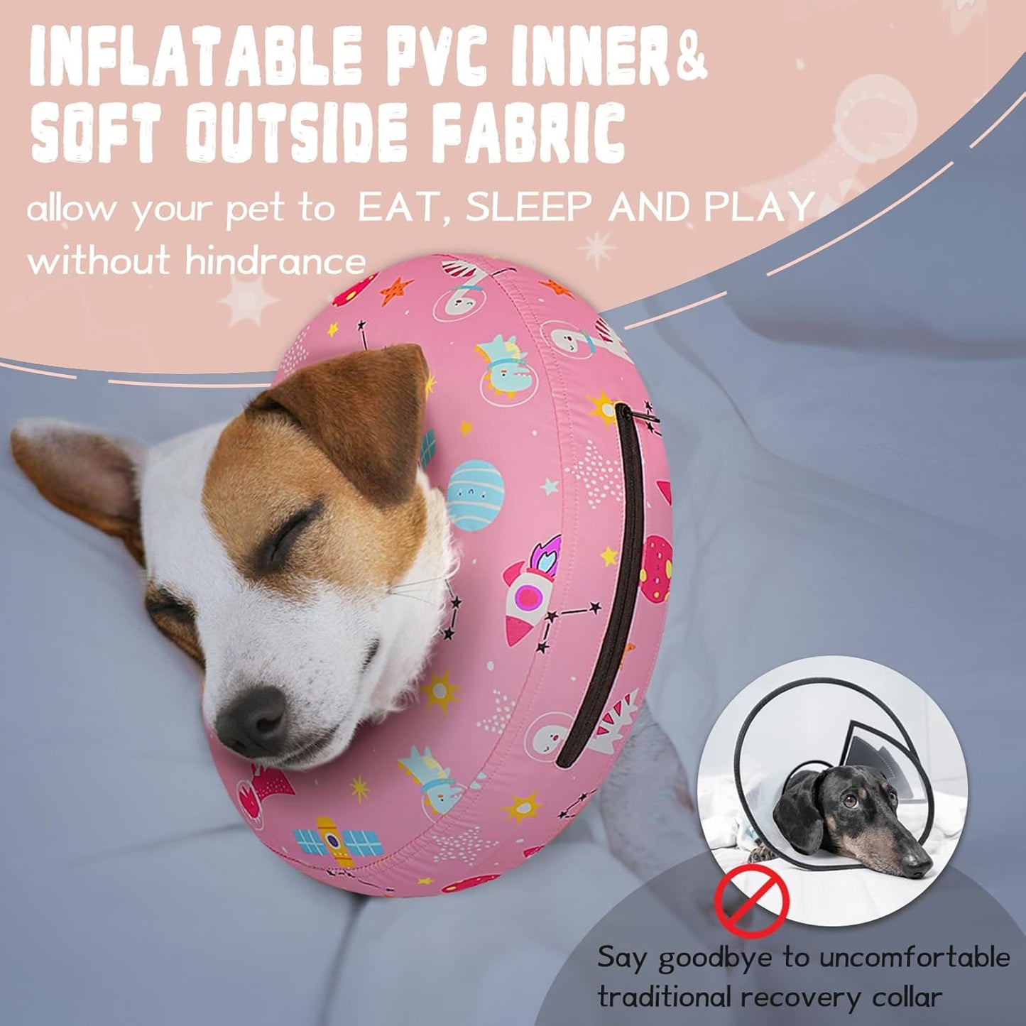 Inflatable Dog Cone Collar for After Surgery, Dog Donut Collar After Surgery, Soft Pet Cone for Small Medium Large Dogs to Stop Licking