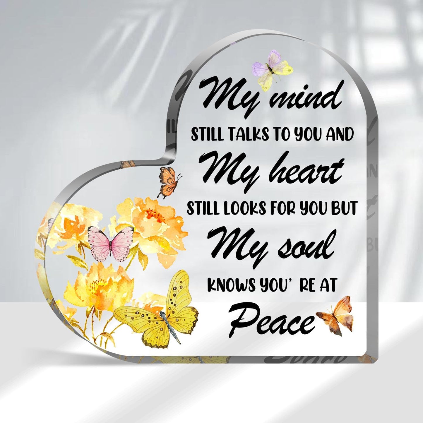 Sympathy Gifts, Acrylic Heart Shape Memorial Paperweight Remembrance Decorations for Loss of Loved One Loss of Mother Father Table Remembrance Gifts Bereavement Gift