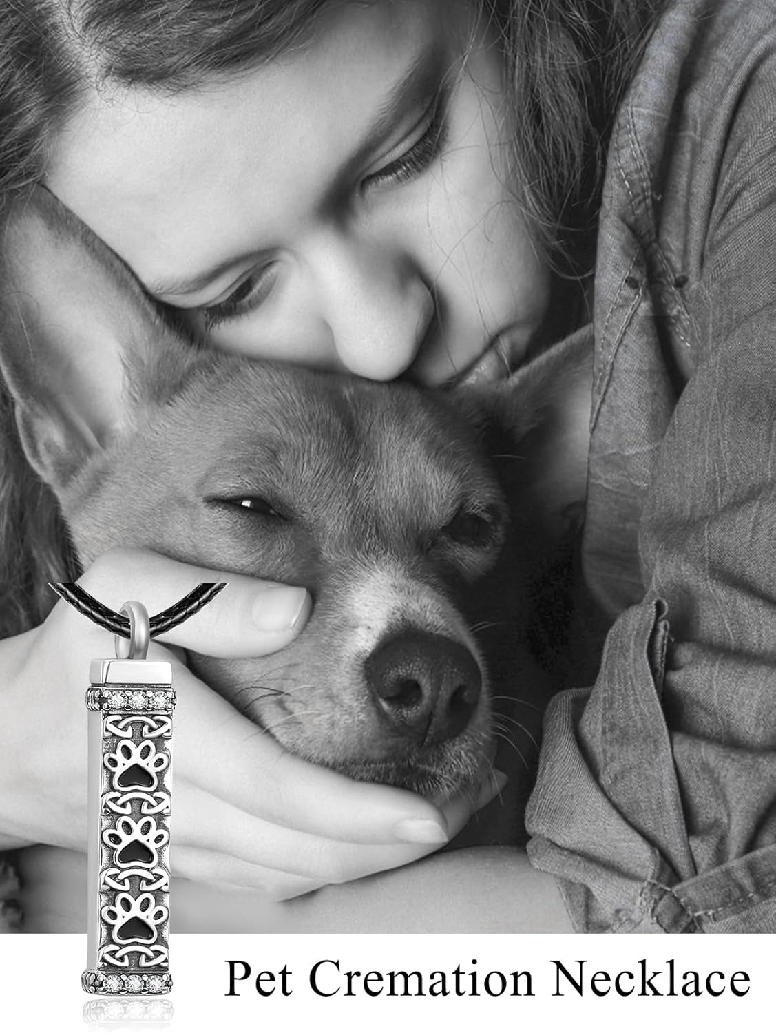 Dreamboat Pet Crematian Urn Necklace for Dog Cat Ashes 925 Sterling Silver Paw Print Keepsake Pendant Jewelry Gifts for Women Men
