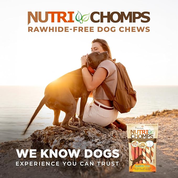 NutriChomps Dog Chews, 5-inch Twists, Easy to Digest, Rawhide-Free Dog Treats, 12 Count, Real Chicken, Peanut Butter and Milk flavors