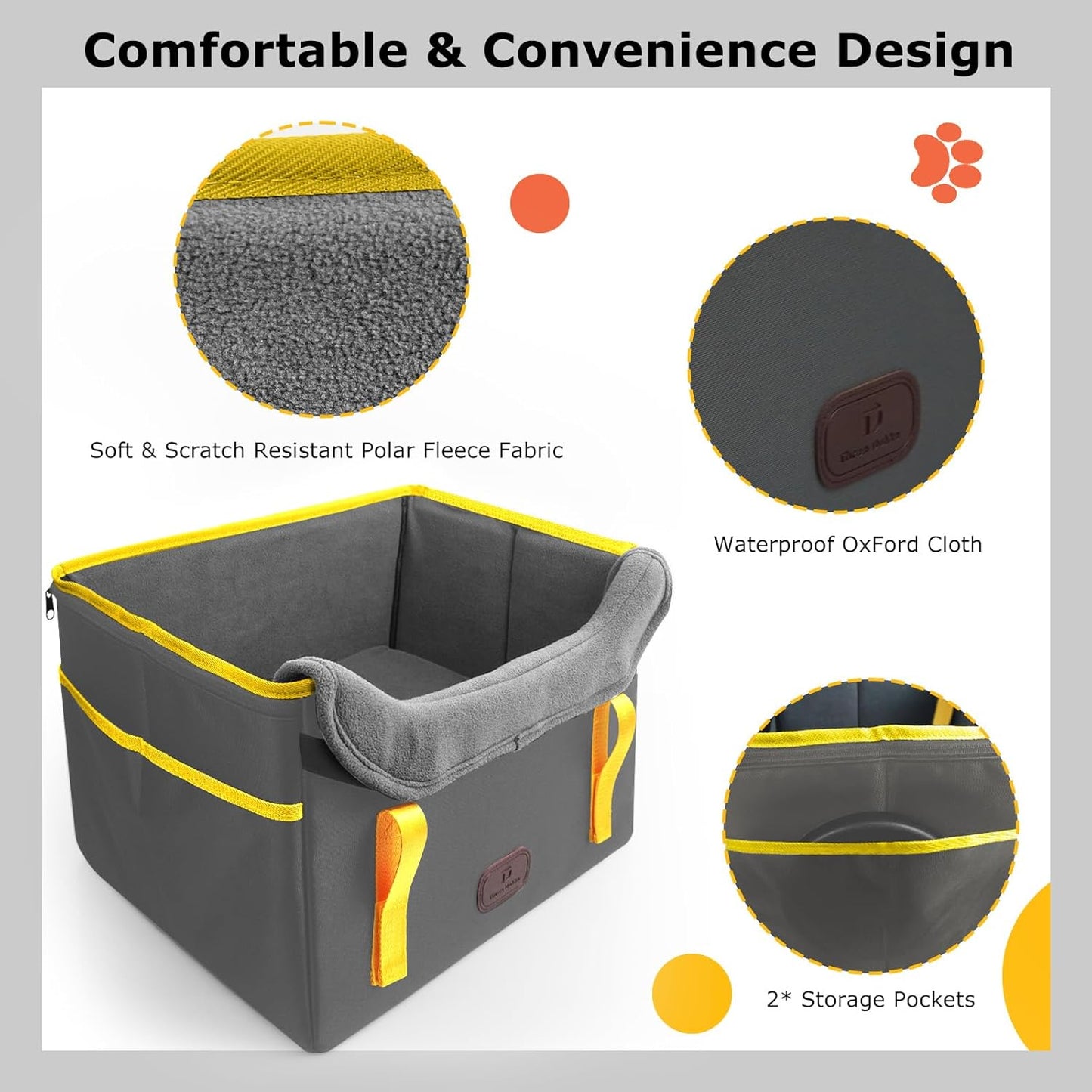 Dog Car Seat for Small Dogs, Fuzzy Dog Car Seat Up to 25lbs Stable, Waterproof, Foldable with Clip-On Safety Leash, Pet Booster Seat Suitable for Front and Rear Seats