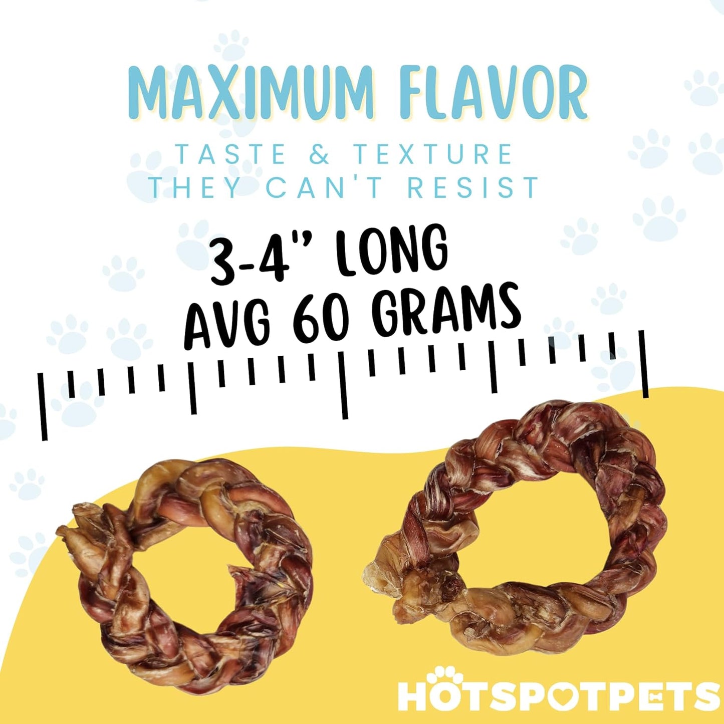 hotspot pets Braided Bully Stick Rings for Dogs -(6 Pack) Premium All Natural Long Twisted Beef Pizzle Dog Chew Treats - Grain Free Fully Digestible Rawhide Alternative Bones