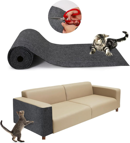 Large 118.1"x15.8" Cat Scratching Mat - Carpet with Self-Adhesive Trimmable-Adhesive Carpet, Cat Scratch Furniture Protector Replacement for Cat Tree Shelf Shelves Couch Furniture DIY Protector