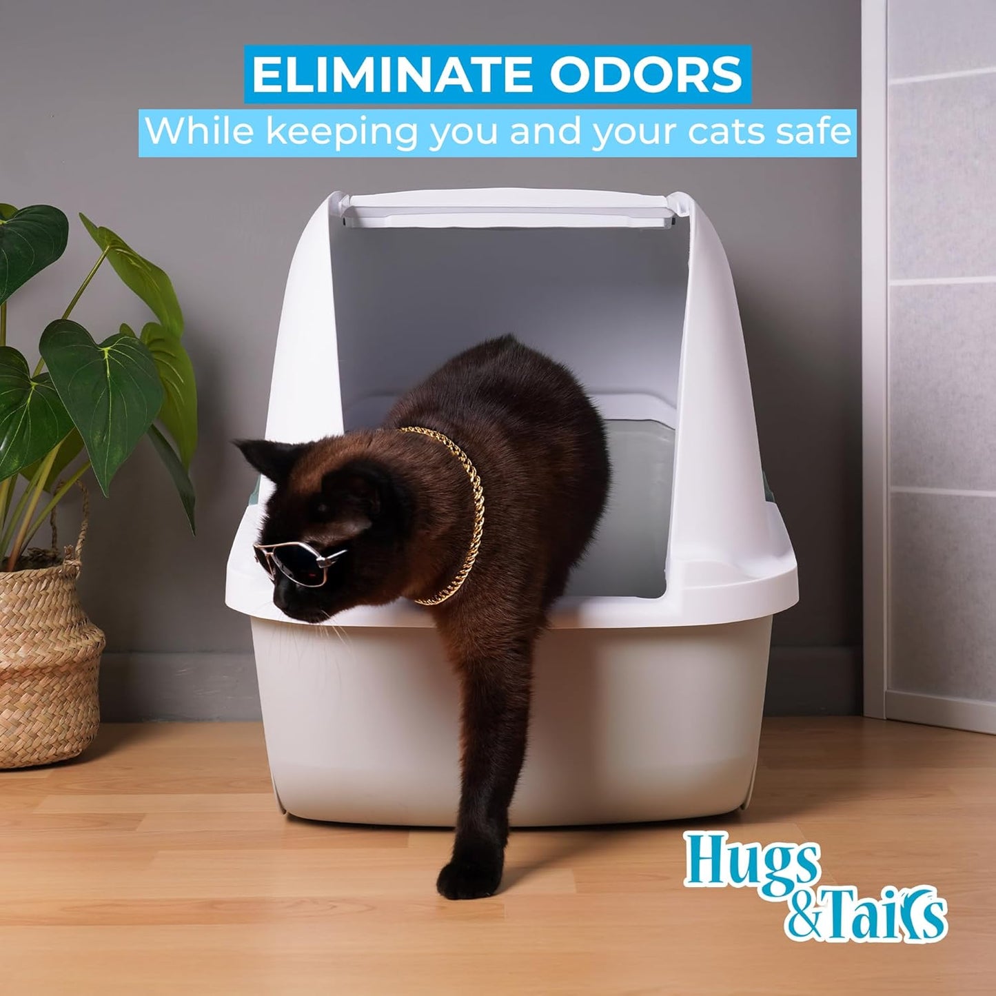 Cat Litter Deodorizer – Pet Safe Odor Eliminator & Housebreaking Supplies for Cats, Kittens, & Small Pets – Natural, Unscented, Non Toxic, Low Dust, 1 lb, by HugsandTails